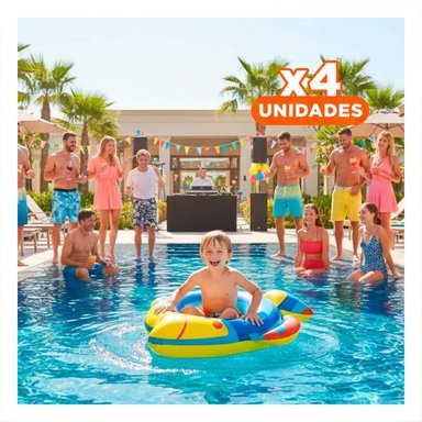 PACK4 SUAVE PEZ INFLABLE AZUL PARA PISCINA PLAYA COMODO FAMILIAR