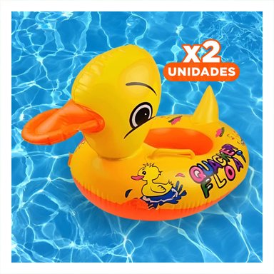 PACK2 COMPACTO PATO INFLABLE CON ASAS COMODAS PARA PISCINA COLOR AMARILLO Y+REGALO STICKER