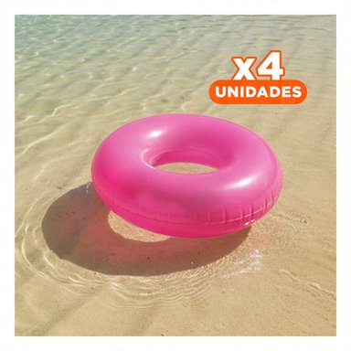 PACK4 ARTICULO ACUATICO TRANSPARENTE ROSADO FLOTANTE INFLABLE HOGAR CASA