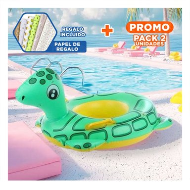 PACK2 SOPORTE FLOTANTE TORTUGA CON ASAS PARA USO RECREATIVO VERANO COLOR VERDE Y+PAPEL REGALO