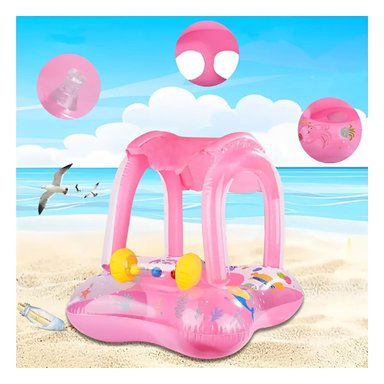 CONFORT BEBE CON TECHO ROSADO PARA PISCINA HOGAR SEGURO COMODO VERANO Y+POST IT