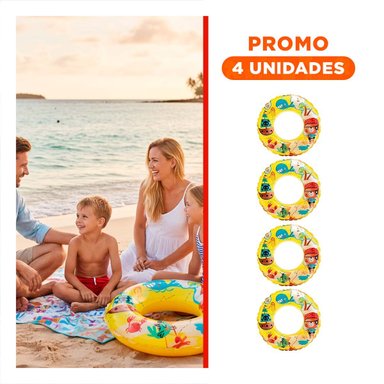 PACK4 ATRACTIVO PIRATA INFLABLE PARA PISCINA Y PLAYA ESTILO HOGAR AMARILLO Y+REGALO STICKER