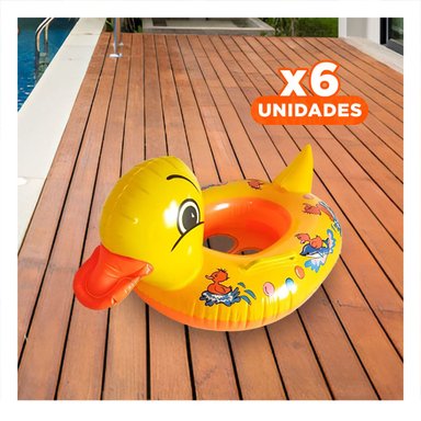 PACK6 JUVENIL PATO INFLABLE CON ASAS RESISTENTES PARA PISCINA ALEGRE AMARILLO Y+REGALO STICKER