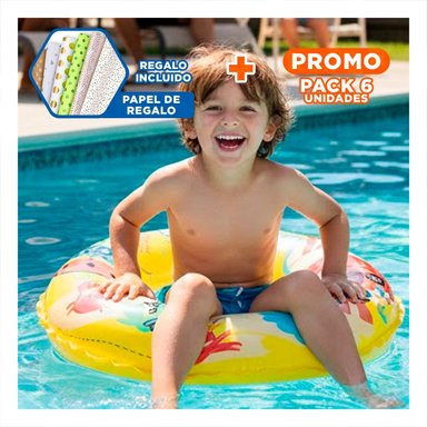 PACK6 INFALTABLE PIRATA INFLABLE PARA PISCINA Y PLAYA EN VERANO AMARILLO Y+PAPEL REGALO