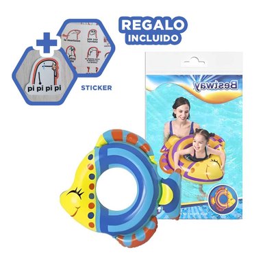 CLASICO PEZ INFLABLE AZUL PARA PISCINA PLAYA ESTILO VERANO Y+REGALO STICKER