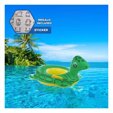 ELEMENTO FLOTANTE TORTUGA CON ASAS PARA USO RECREATIVO FAMILIAR COLOR VERDE Y+REGALO STICKER