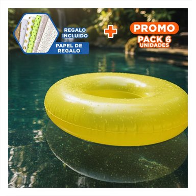 PACK6 OBJETO TRANSPARENTE AMARILLO PARA DIVERSION EN PLAYA Y+PAPEL REGALO