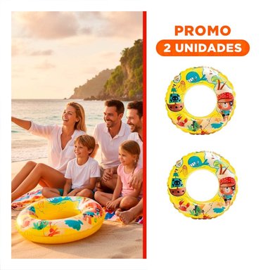 PACK2 CLASICO PIRATA INFLABLE PARA PISCINA Y PLAYA DISENO HOGAR AMARILLO
