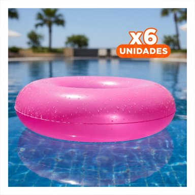 PACK6 IMPLEMENTO ACUATICO TRANSPARENTE ROSADO FLOTANTE INFLABLE HOGAR CASA Y+REGALO STICKER