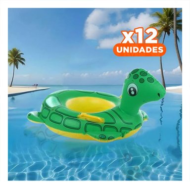 PACK12 FIGURA FLOTANTE TORTUGA CON ASAS PARA MOMENTOS DIVERTIDOS COLOR VERDE