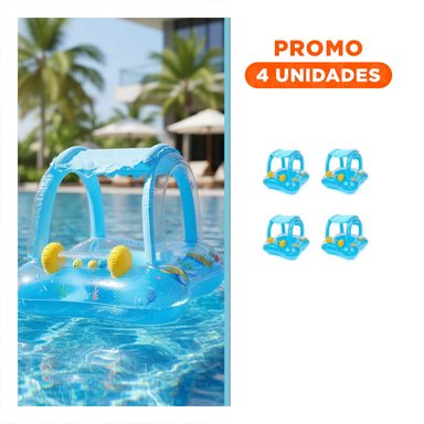PACK4 BIENESTAR INFANTIL CON TECHO PARA PISCINA HOGAR COMODO SEGURO CELESTE Y+REGALO STICKER