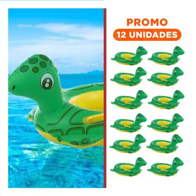 PACK12 DISPOSITIVO FLOTANTE TORTUGA PARA DESCANSO ACUATICO COLOR VERDE Y+REGALO STICKER