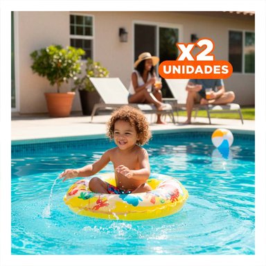 PACK2 SEGURO PIRATA INFLABLE PARA PISCINA Y PLAYA USO HOGAR AMARILLO Y+REGALO STICKER