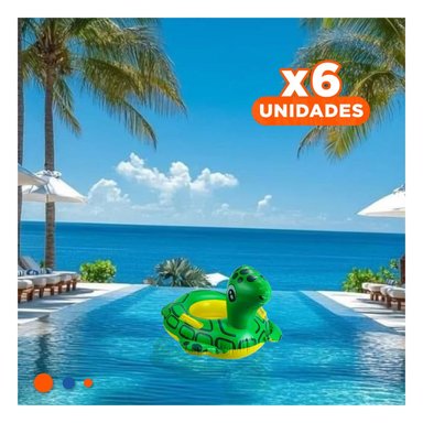 PACK6 FIGURA FLOTANTE TORTUGA CON ASAS PARA OCIO ACUATICO FAMILIAR COLOR VERDE Y+REGALO STICKER