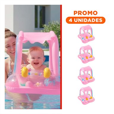PACK4 DISENO BEBE CON TECHO ROSADO PARA PISCINA HOGAR SEGURO COMODO VERANO Y+REGALO STICKER