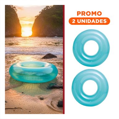 PACK2 COMODIDAD TRANSPARENTE COLOR CELESTE PARA PISCINA Y PLAYA