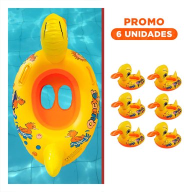 PACK6 FUNCIONAL PATO INFLABLE CON ASAS RESISTENTES PARA PISCINA HOGAR COLOR AMARILLO