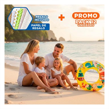 PACK12 ALEGRE PIRATA INFLABLE PARA PISCINA Y PLAYA JUEGOS HOGAR AMARILLO Y+PAPEL REGALO