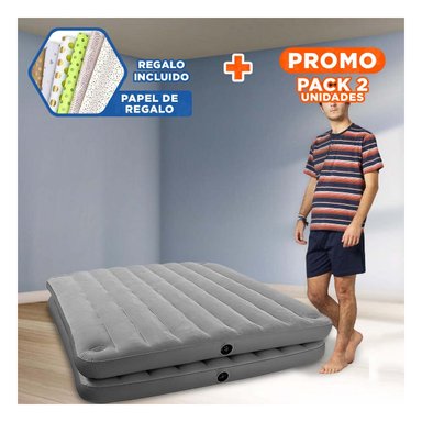 PACK2 COLCHON INFLABLE 2 EN 1 PARA USO DIARIO MODERADO Y+PAPEL REGALO
