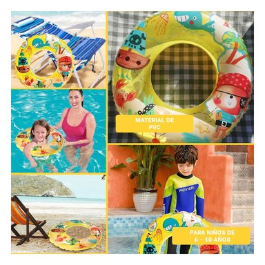 PORTATIL PIRATA INFLABLE PARA PISCINA Y PLAYA HOGAR AMARILLO Y+POST IT