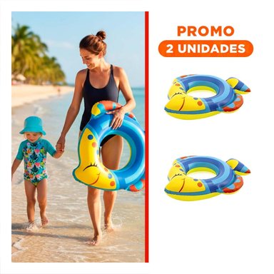 PACK2 COMPACTO PEZ INFLABLE AZUL PARA PISCINA PLAYA FACIL DE USAR