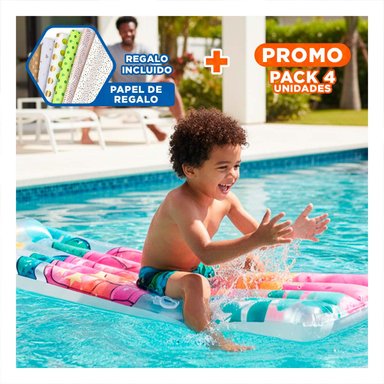 PACK4 ARTICULO HOGAR INFLABLE BLANCO TORTUGA PARA CASA VERANO ACUATICO Y+PAPEL REGALO