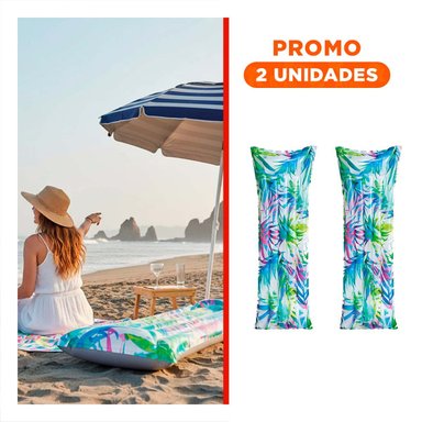 PACK2 COLCHONETA INFLABLE CELESTE PARA HOGAR Y USO ACUATICO COMODO Y SUAVE