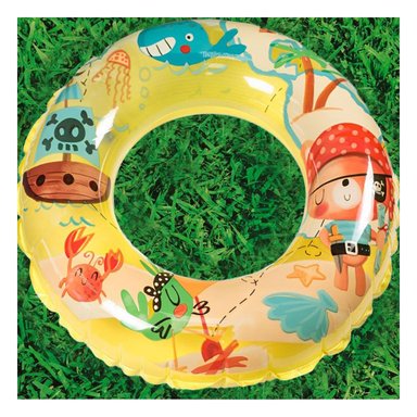LIGERO PIRATA INFLABLE PARA PISCINA Y PLAYA FACIL USO HOGAR AMARILLO Y+LIGAS REGALO