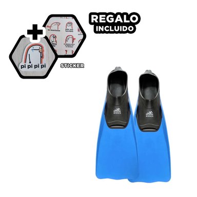 ALETAS SUBMARINAS WINNER PARA BUCEO EN AZUL Y NEGRO PARA USO CONTINUO Y+REGALO STICKER