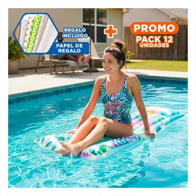 PACK12 ELEMENTO INFLABLE CELESTE PARA CASA Y USO ACUATICO Y+PAPEL REGALO