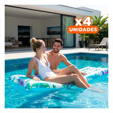 PACK4 FLOTADOR INFLABLE CELESTE PARA CASA Y USO ACUATICO COMODO