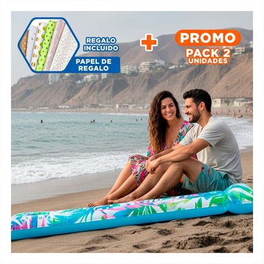 PACK2 ESTERILLA INFLABLE CELESTE PARA CASA Y DESCANSO ACUATICO COMODO Y+PAPEL REGALO