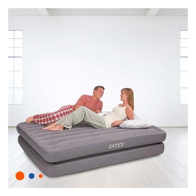 COLCHON INFLABLE PRACTICO PARA DORMIR CON FUNCION DOBLE Y COLOR PLOMO