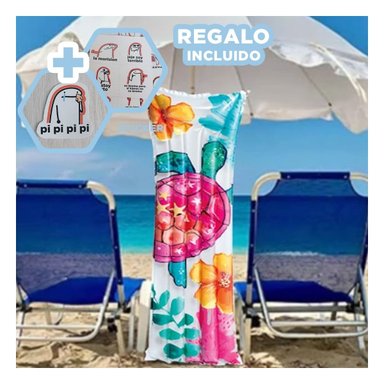 ELEMENTO INFLABLE BLANCO TORTUGA PARA HOGAR Y CASA DECORACION VERANO ACUATICO Y+REGALO STICKER