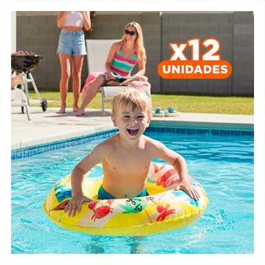PACK12 CLASICO INFANTIL PIRATA INFLABLE PARA PISCINA Y PLAYA HOGAR AMARILLO