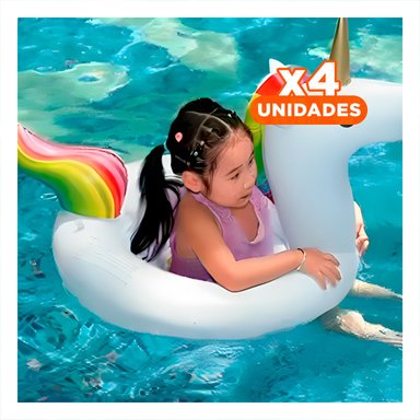 PACK4 UNICORNIO CON ASA INFLABLE PARA PISCINA Y PLAYA DIVERSION FAMILIAR