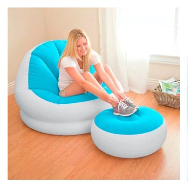 SOFA INFLABLE PARA RELAJACION CON PUFF INCORPORADO Y+LIGAS REGALO
