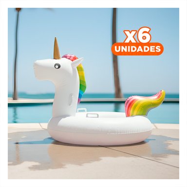 PACK6 PEGASO INFLABLE CON ASA PARA PISCINA Y PLAYA DISENO FANTASIA Y+REGALO STICKER