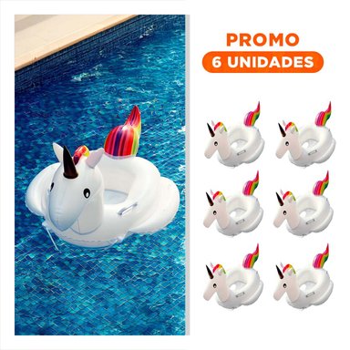 PACK6 INFLABLE CON ASA PARA PISCINA Y PLAYA FORMA UNICORNIO LLAMATIVO