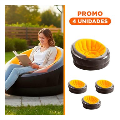 PACK4 SILLON INFLABLE PARA SALA CON ESTILO FUNCIONAL Y+REGALO STICKER