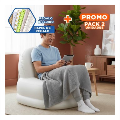 PACK2 ASIENTO INFLABLE BLANCO PARA SALA LIGERO Y PRACTICO Y+PAPEL REGALO