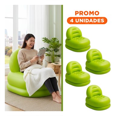 PACK4 SILLON INFLABLE BLANCO PARA CASA COMODO Y FUNCIONAL Y+REGALO STICKER