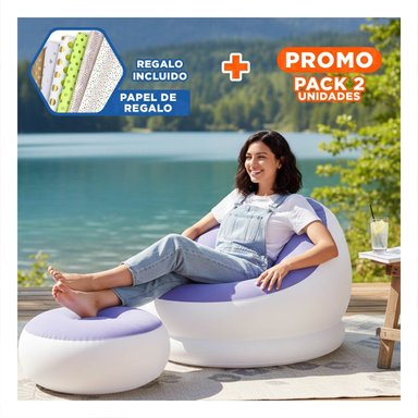 PACK2 SOFA Y POOF INFLABLE PARA USO FAMILIAR Y ENTRETENIMIENTO Y+PAPEL REGALO