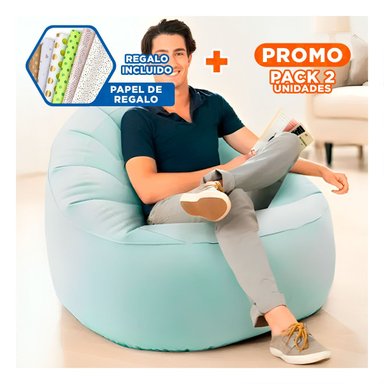 PACK2 SOFA Y PUFF INFLABLE PARA USO FAMILIAR Y ENTRETENIMIENTO Y+PAPEL REGALO