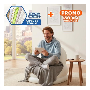 PACK4 SOFA INFLABLE BLANCO PARA HOGAR ESPACIOSO Y AGRADABLE Y+PAPEL REGALO