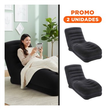 PACK2 MUEBLE INFLABLE NEGRO PARA CASA PRACTICO Y CONFORTABLE