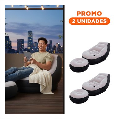 PACK2 SOFA COMODO INFLABLE CON POOF PARA SALA Y ZONA SOCIAL
