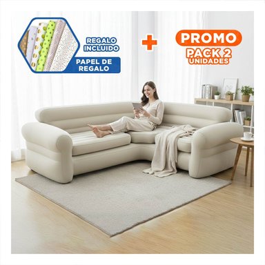 PACK2 BUTACA COMODO INFLABLE PARA SALA Y TERRAZA CON USO FAMILIAR Y+PAPEL REGALO