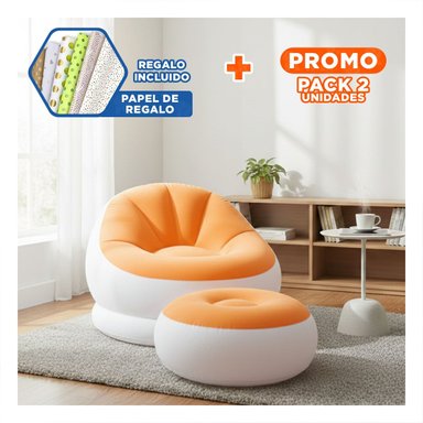 PACK2 SOFA Y POOF INFLABLE PARA USO FAMILIAR Y ENTRETENIMIENTO Y+PAPEL REGALO