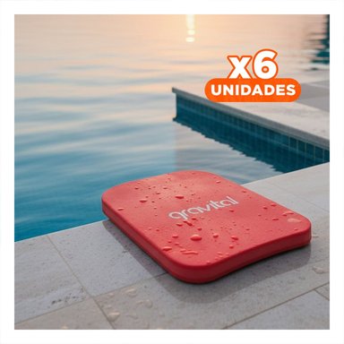 PACK6 PLANCHA DE NATACION PLANA COLOR ROJO PARA USO DEPORTIVO DIARIO Y+REGALO STICKER